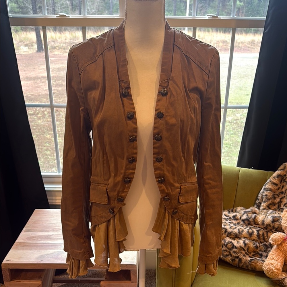 Free People Brown Fringe Suede Blazer